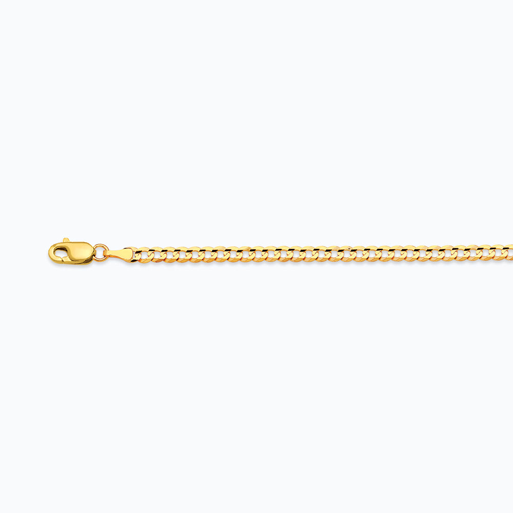 14K 2.5MM YELLOW GOLD SOLID CURB 7 CHAIN BRACELET"