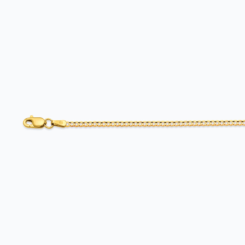 14K 2MM YELLOW GOLD SOLID CURB 22 CHAIN NECKLACE"