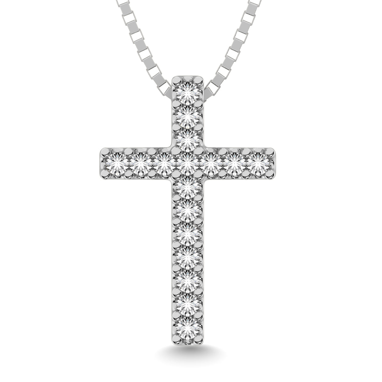 Classic Diamond Cross Pendant 1/10 Ct.Tw. In 10K White Gold - thediamondsq