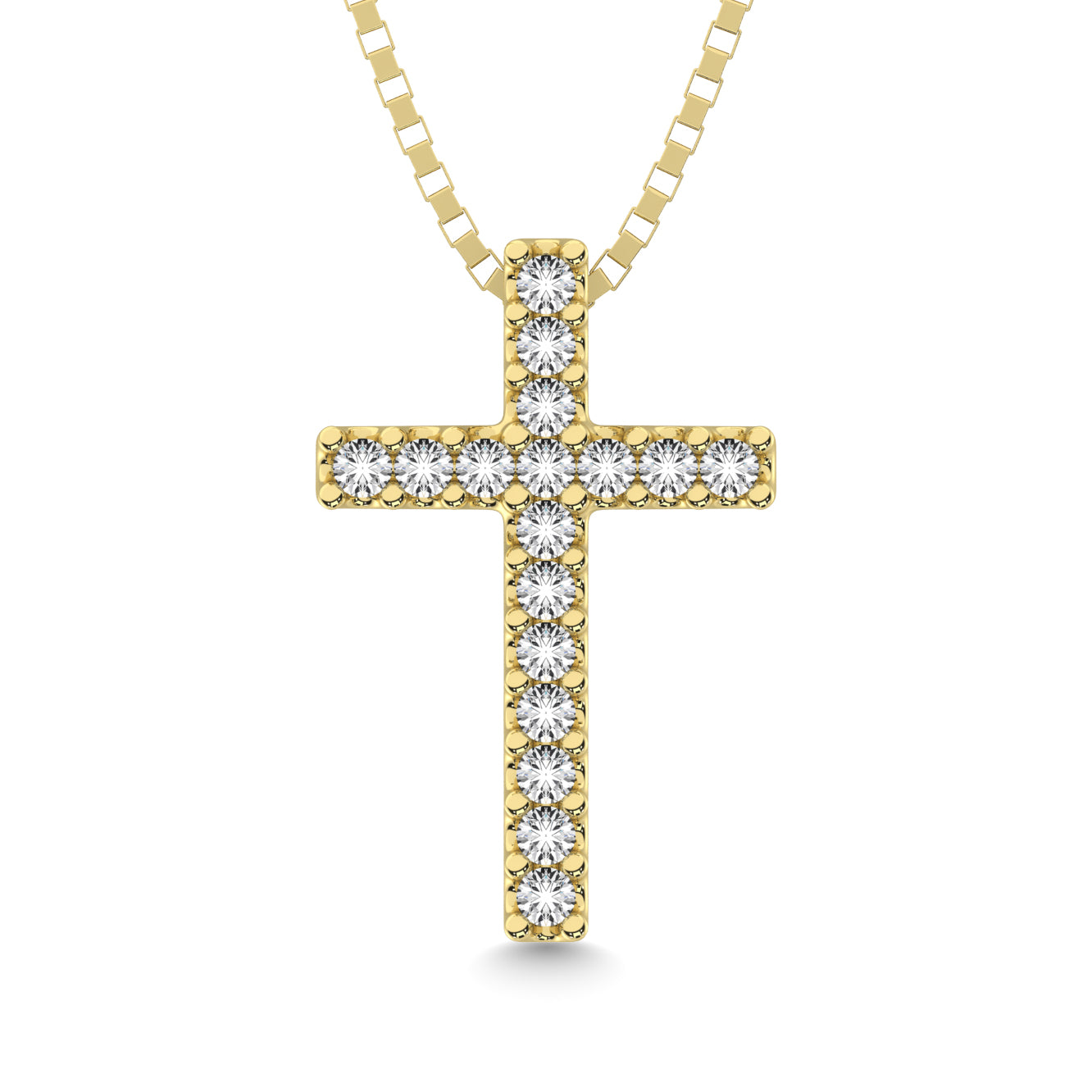 Classic Diamond Cross Pendant 1/10 Ct.Tw. 10K Yellow Gold - thediamondsq