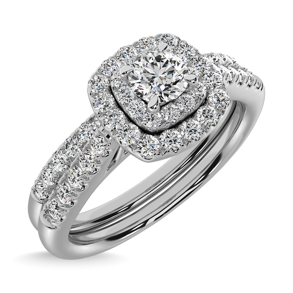Diamond 3/8.Ct.Tw. Double Halo Bridal Ring in 10K White Gold