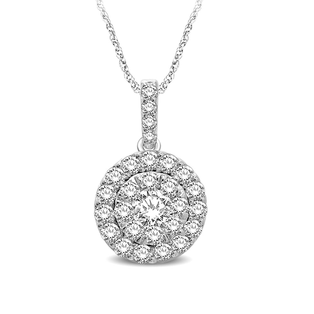 14K White Gold 1/2 Ctw Invisible Diamond Fashion Pendant - thediamondsq