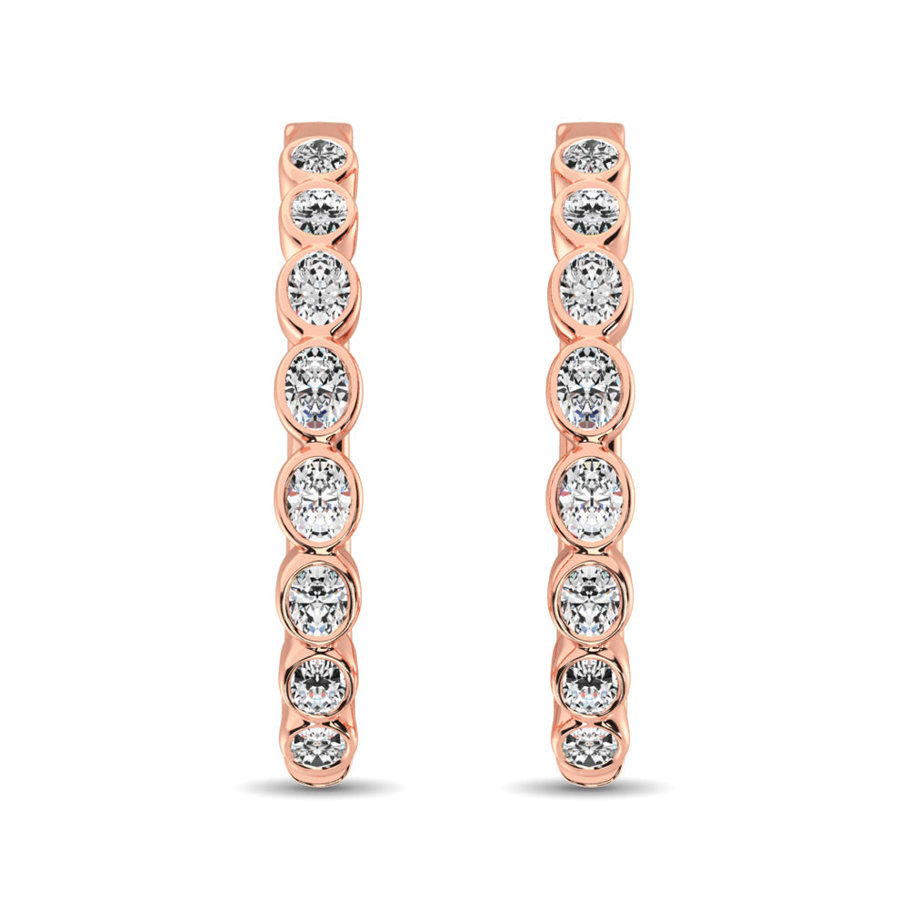 10K Rose Gold 1/3 Ct.Tw. Diamond Hoop Earrings - thediamondsq