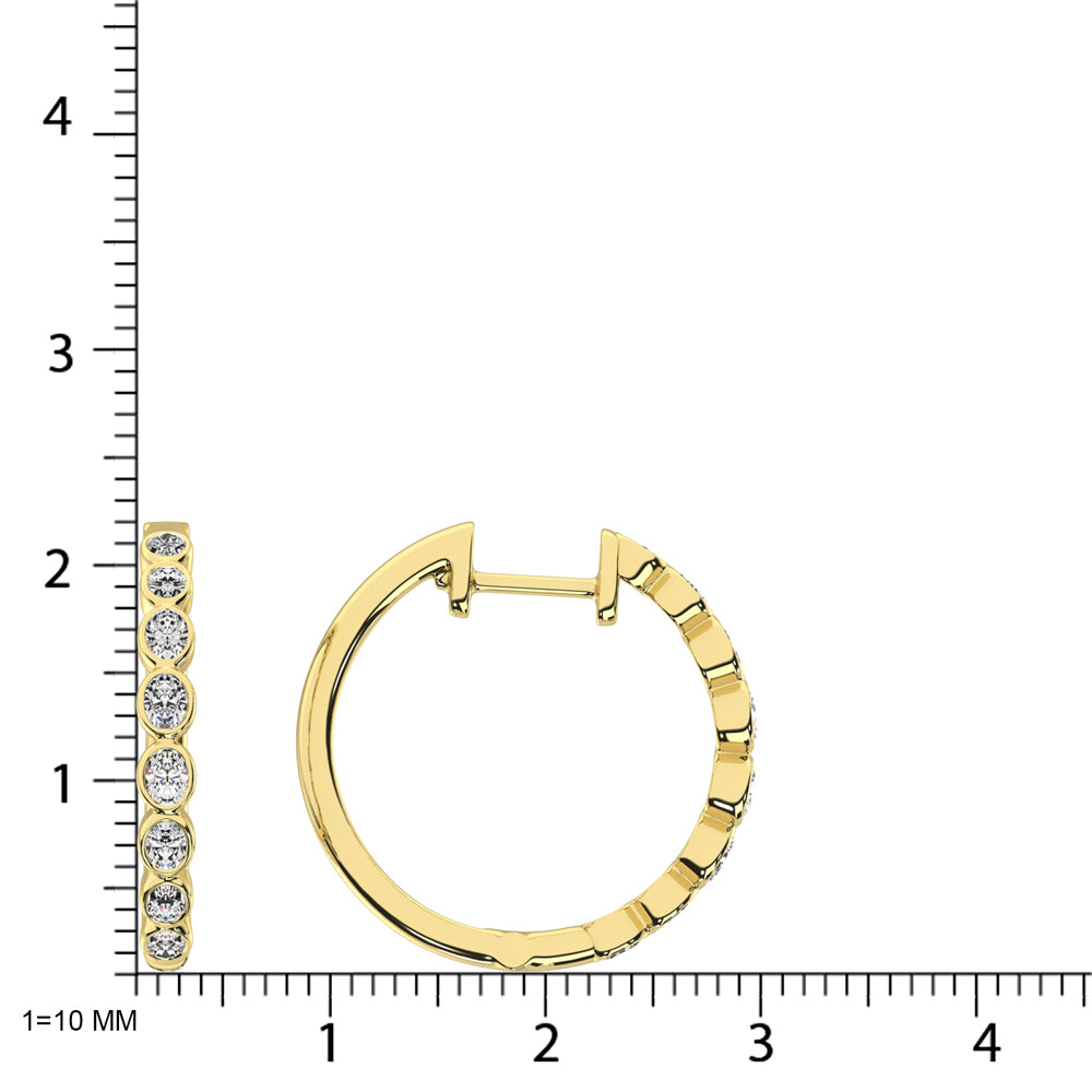 14K Yellow Gold 1/3 Ct.Tw. Diamond Hoop Earrings - thediamondsq