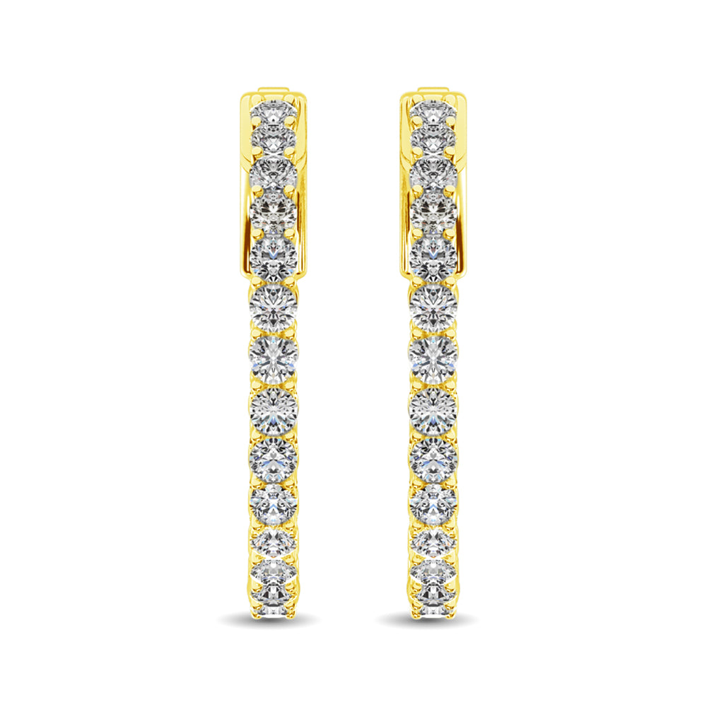 10K Yellow Gold Diamond 1/2 Ct.Tw. In and Out Hoop Earrings - thediamondsq
