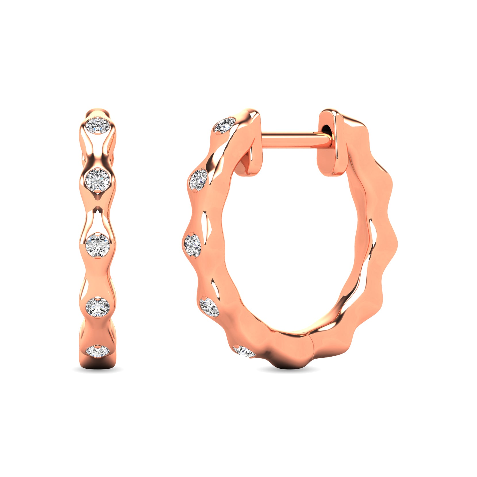 Diamond 1/10 ct tw Hoop Earrings in 10K Rose Gold