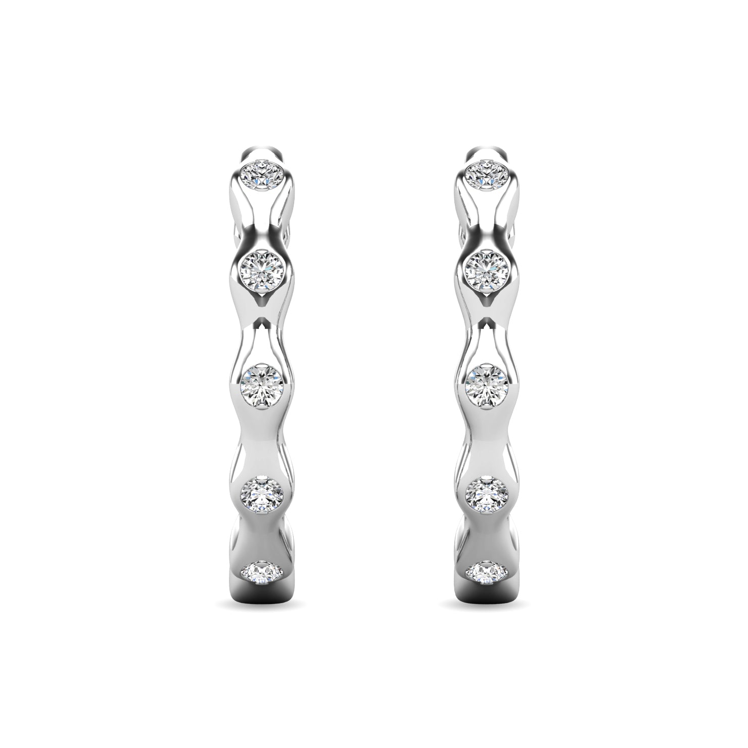 Diamond 1/10 ct tw Hoop Earrings in 10K White Gold