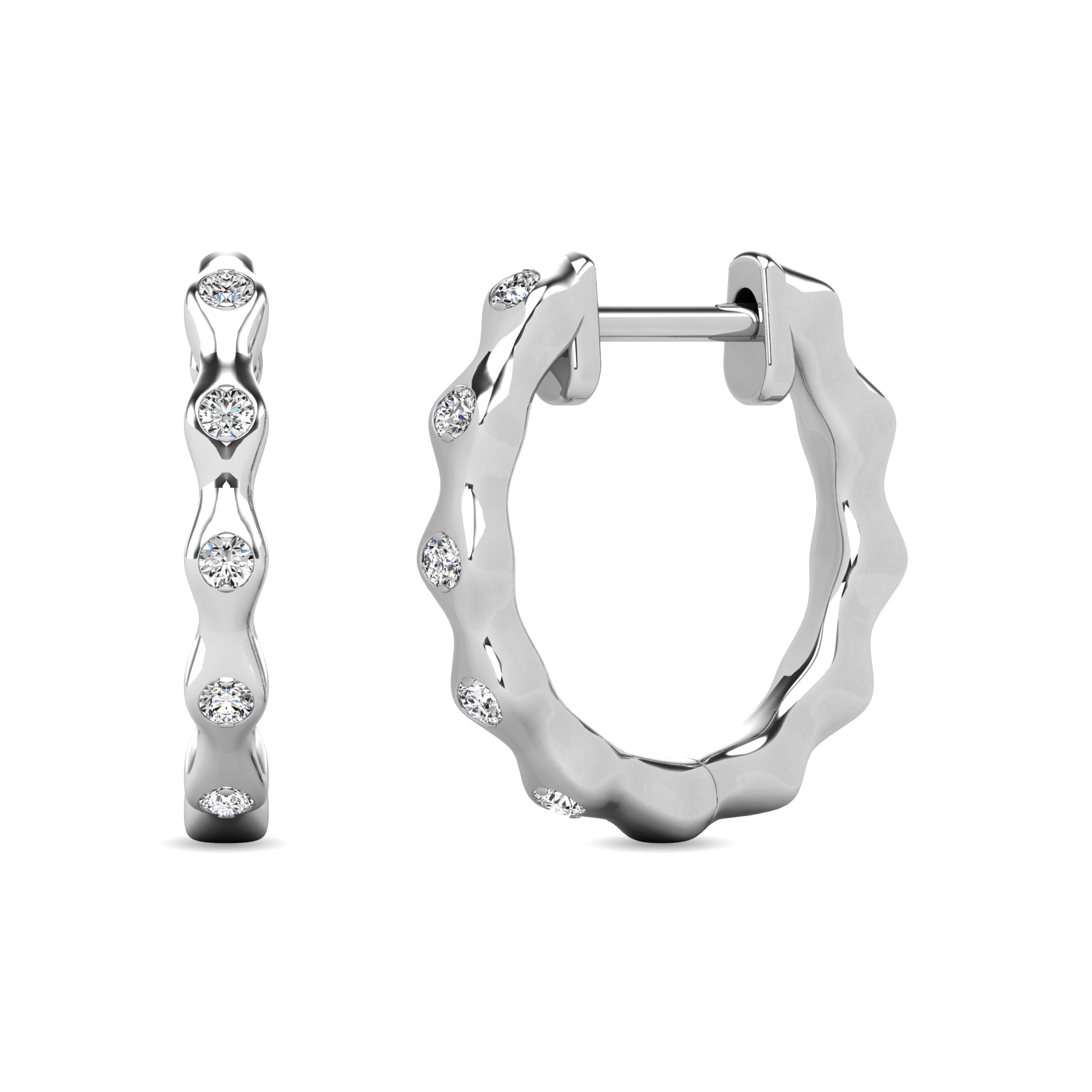 Diamond 1/10 ct tw Hoop Earrings in 10K White Gold