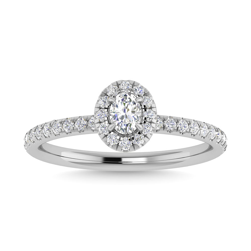 Diamond 3/4 Ct.Tw. Oval Cut Engagement Ring in 14K White Gold
