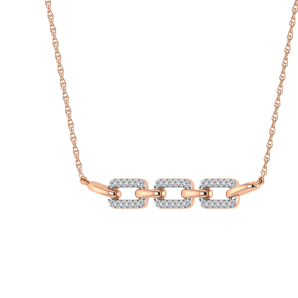 10K Pink Gold 1/5 Ct.Tw. Round Diamond Cuban Link Necklace