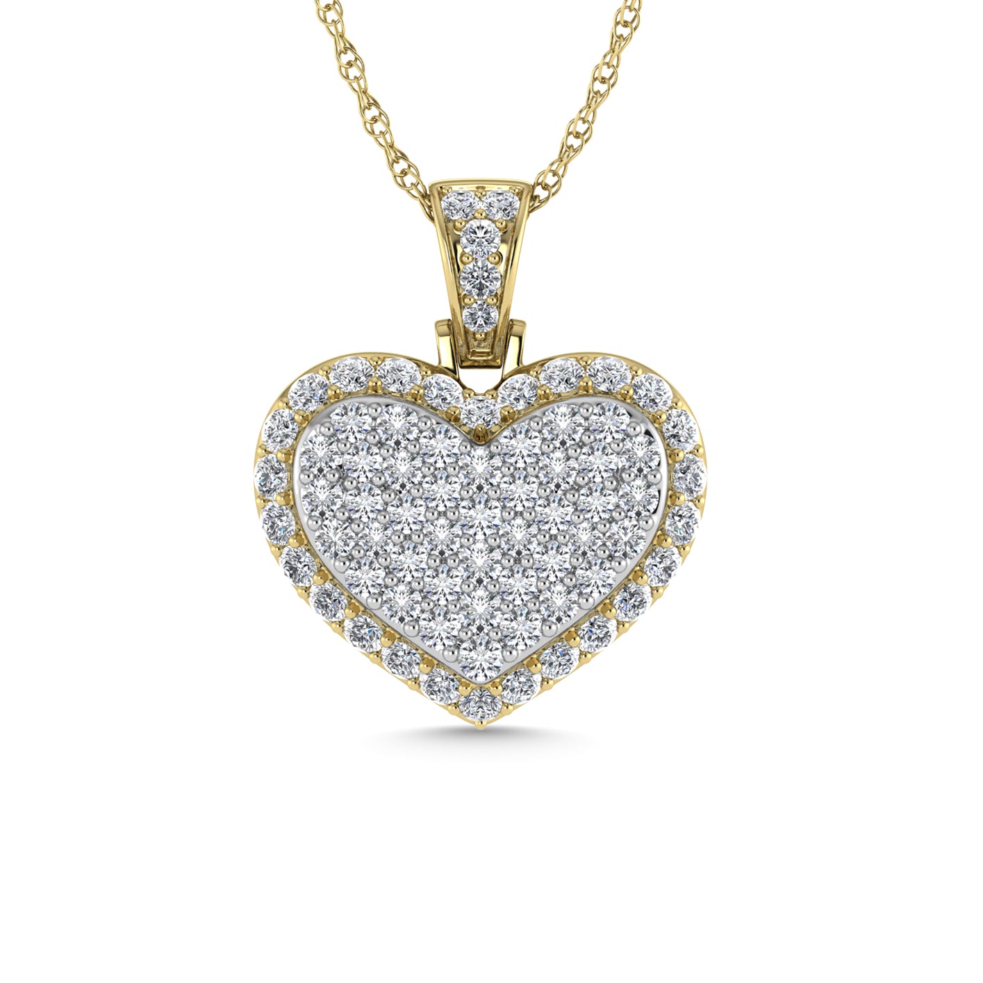 Diamond 3 Ct.Tw. Cluster Heart Pendant in 10K Yellow Gold