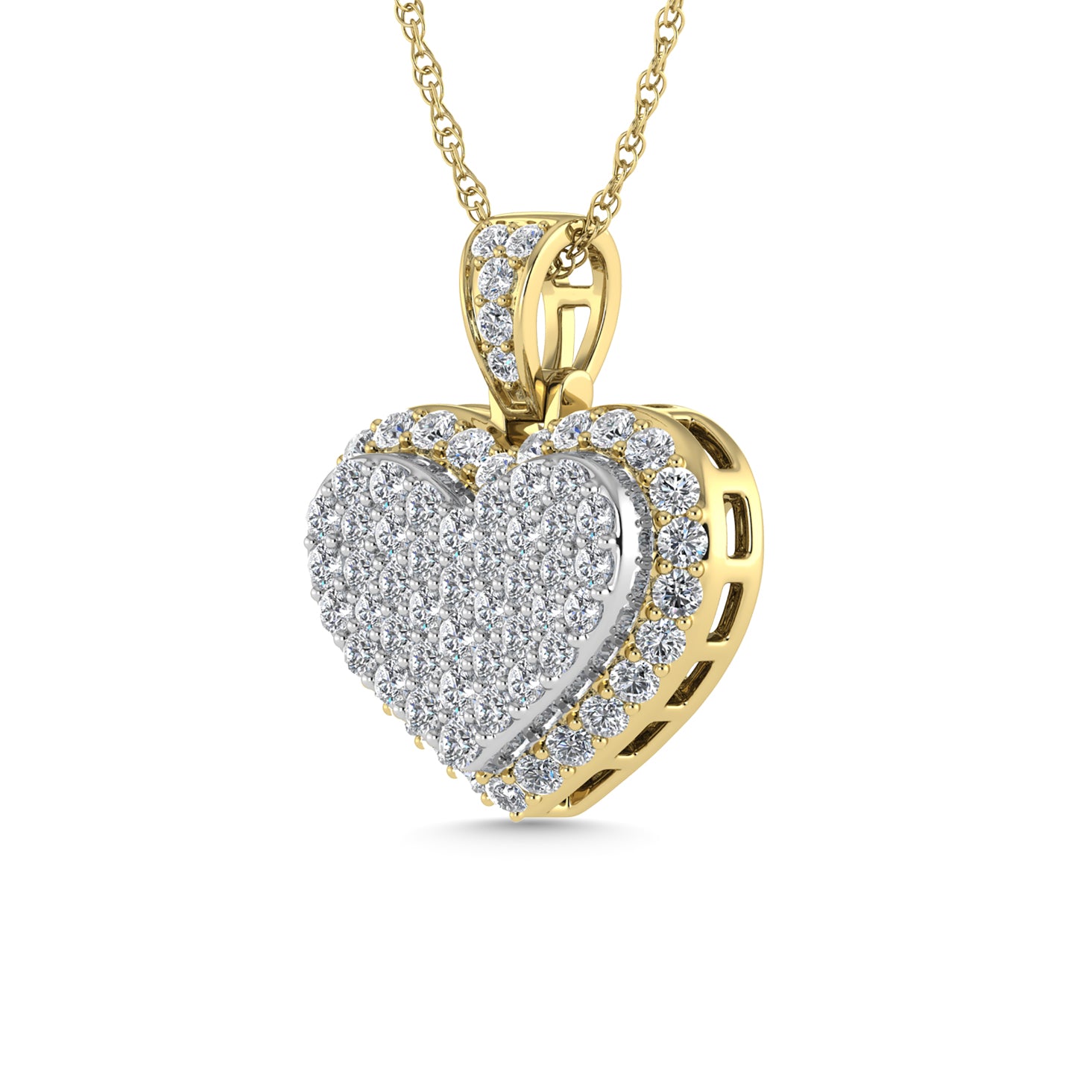 Diamond 3 Ct.Tw. Cluster Heart Pendant in 10K Yellow Gold