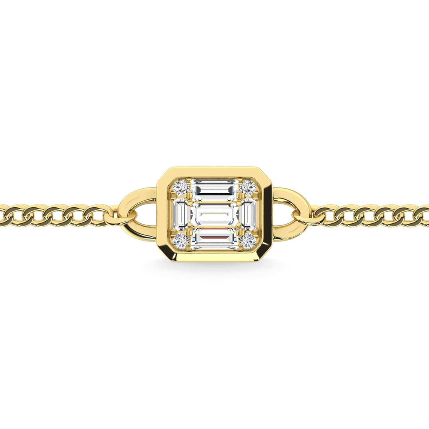 14K Yellow Gold Diamond 1/6 Ct.Tw. Cuban Bracelet