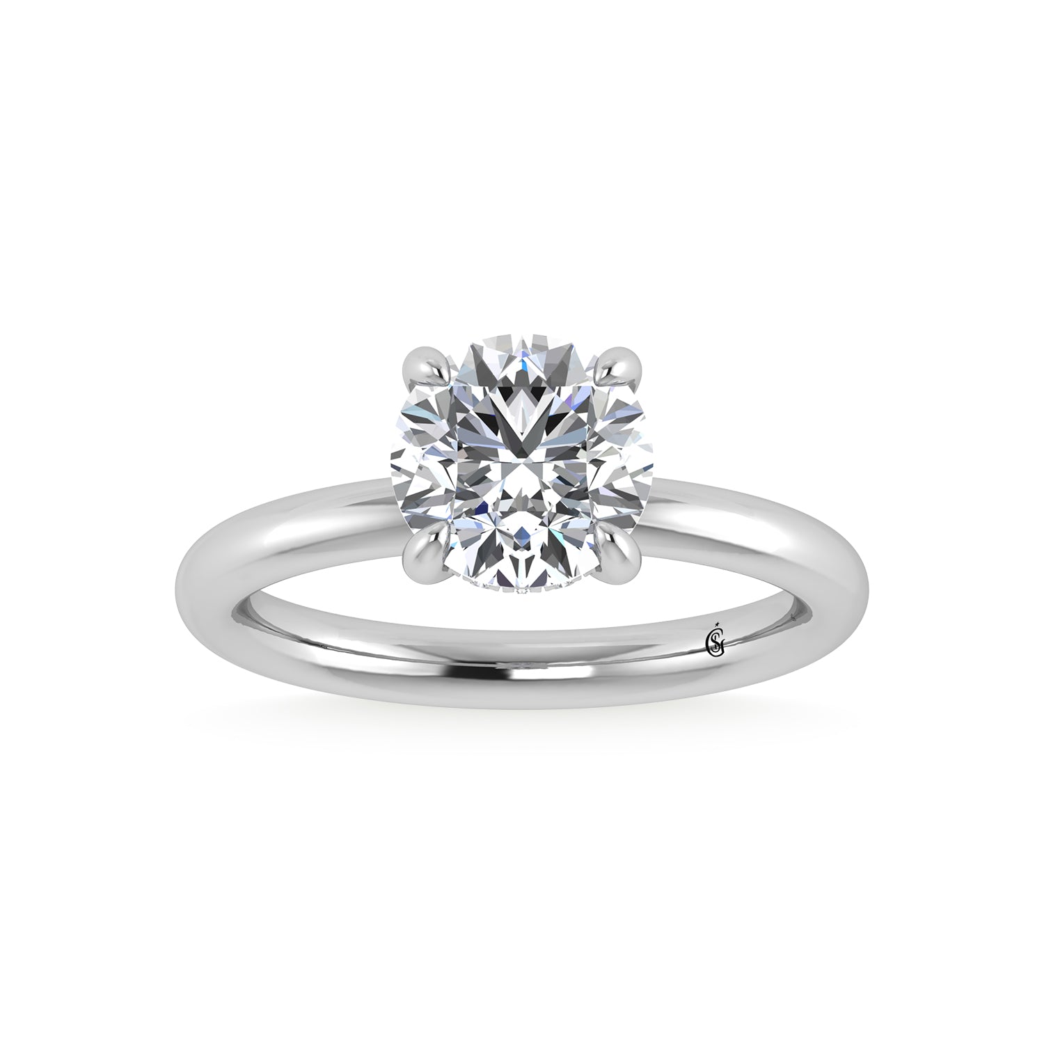 14K White Gold Lab Grown Diamond 2 1/20 Ct.Tw. Round Shape Certified Engagement Ring (Center 2ct)