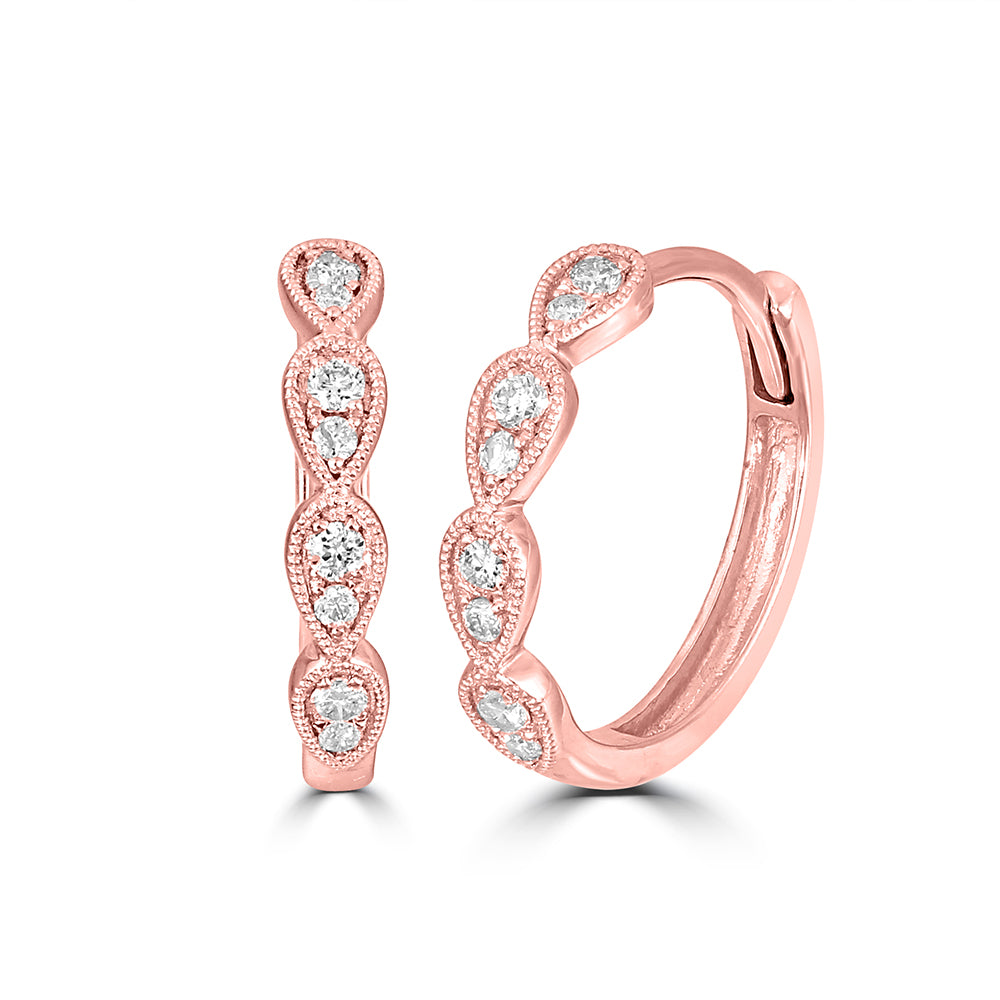14K Rose Gold 1/10 Ct.Tw. Diamond Stackable Hoop Earrings - thediamondsq