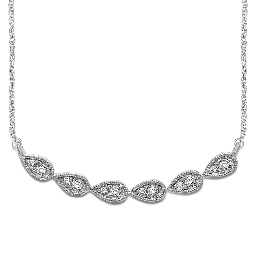 14K White Gold 1/8 Ct.Tw. Diamond Stackable Necklace - thediamondsq