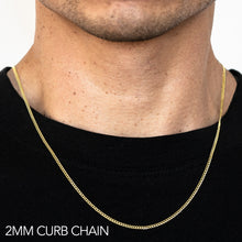 14K 2MM YELLOW GOLD SOLID CURB 22 CHAIN NECKLACE