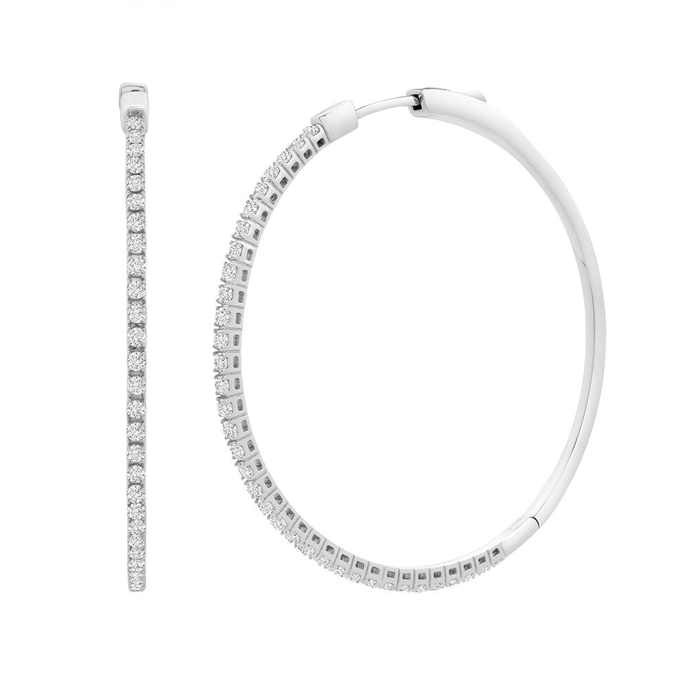 Diamond 1 Ct.Tw. Hoop Earrings in 10K White Gold
