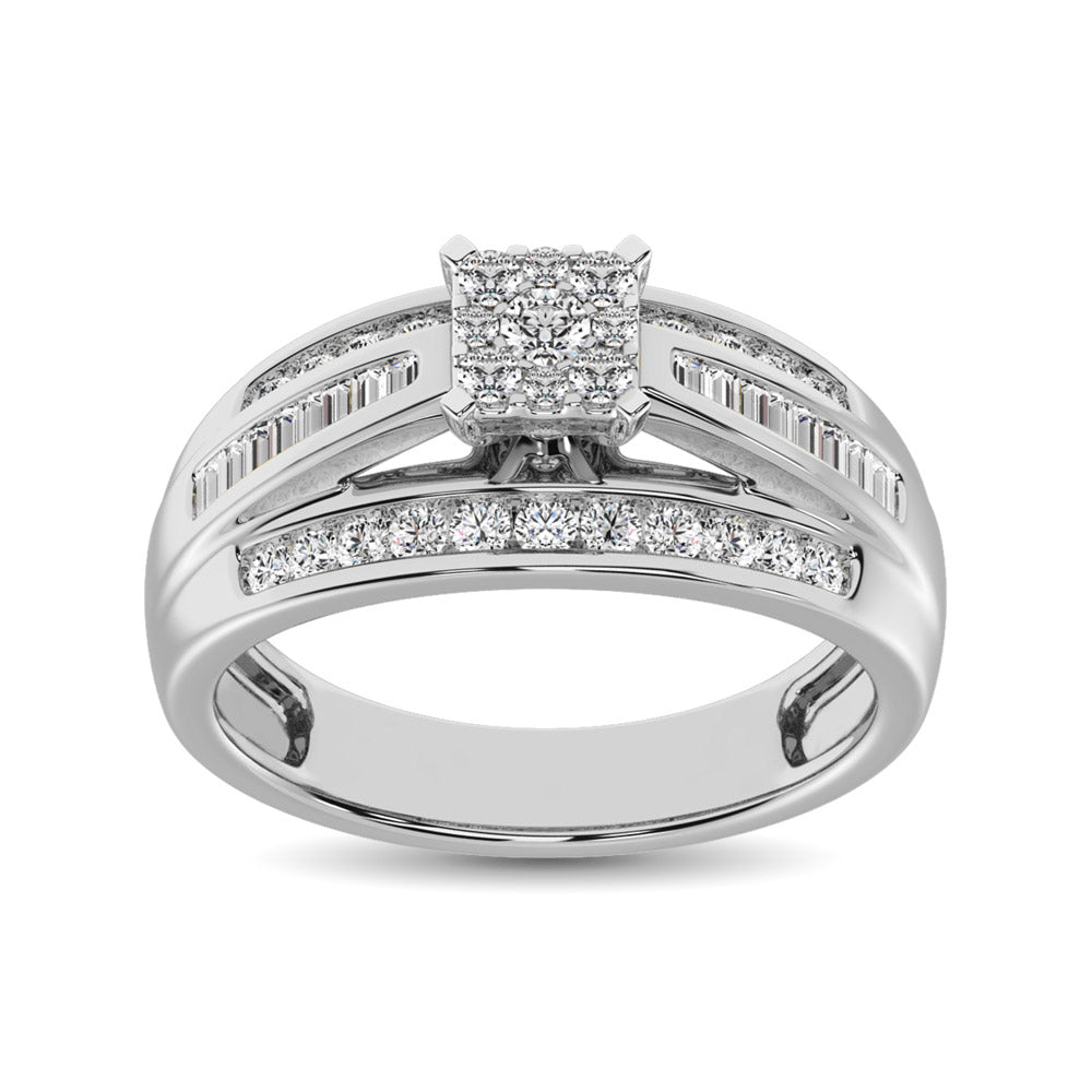 10K White Gold 1/2 Ct.Tw. Diamond Engagement Invisible Ring