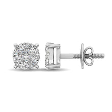 14K White Gold 2/5 Ct.Tw. Diamond Flower Studd Earrings