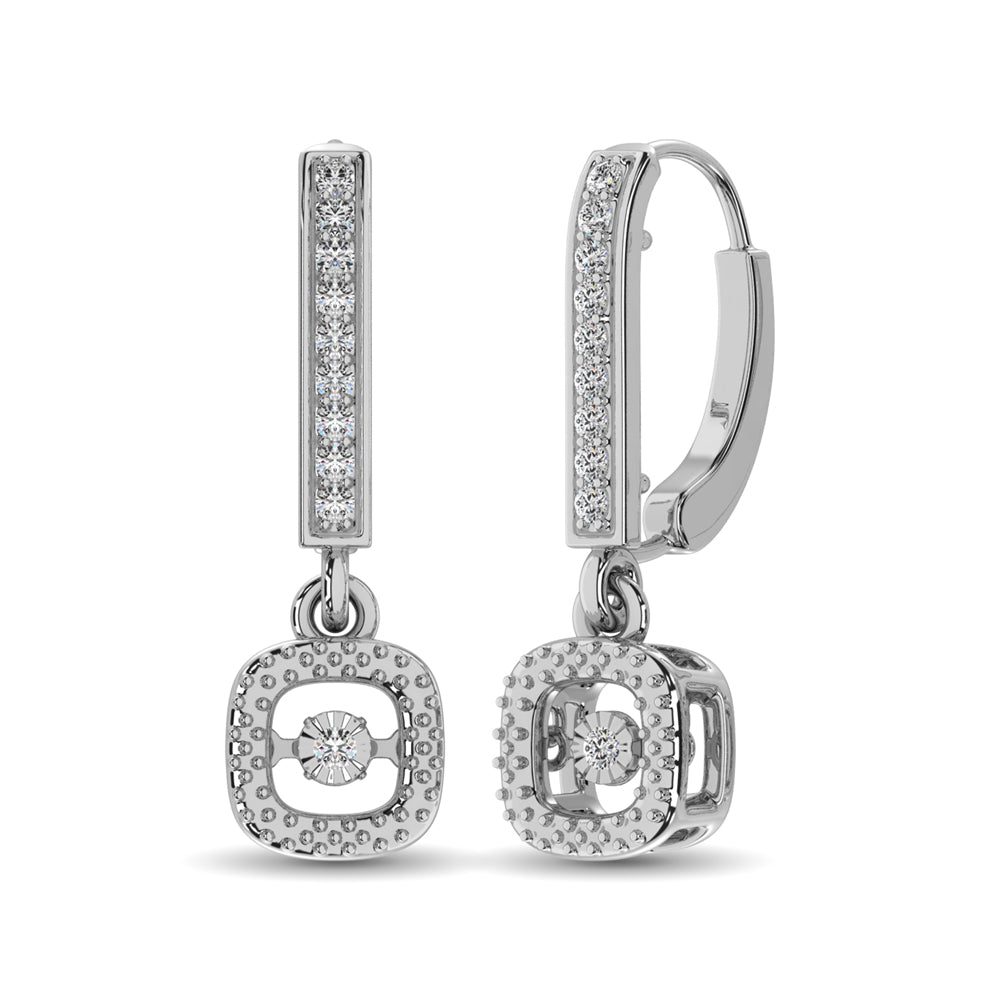 Sterling Silver 1/20 Ct.Tw. Moving Diamond Danglers Earrings - thediamondsq