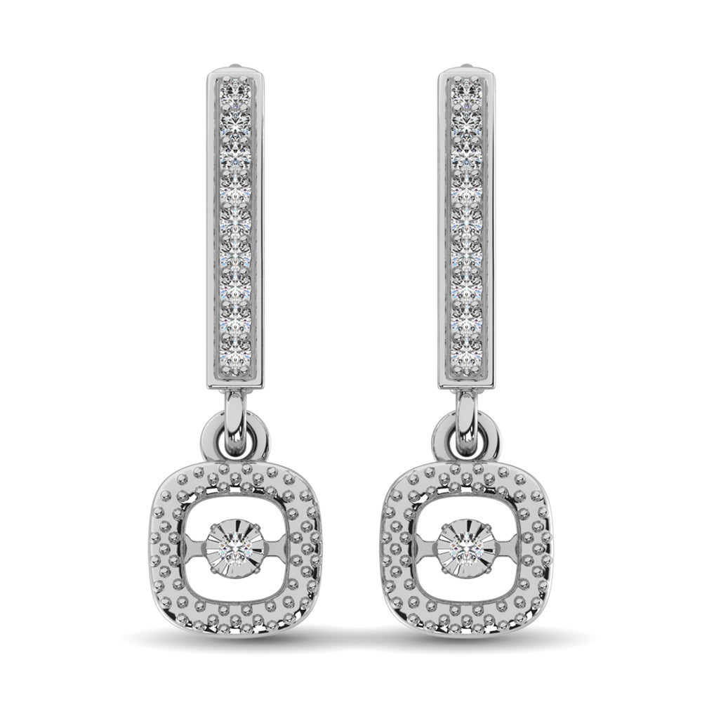 Sterling Silver 1/20 Ct.Tw. Moving Diamond Danglers Earrings - thediamondsq