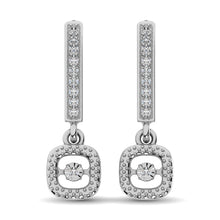 Sterling Silver 1/20 Ct.Tw. Moving Diamond Danglers Earrings - thediamondsq