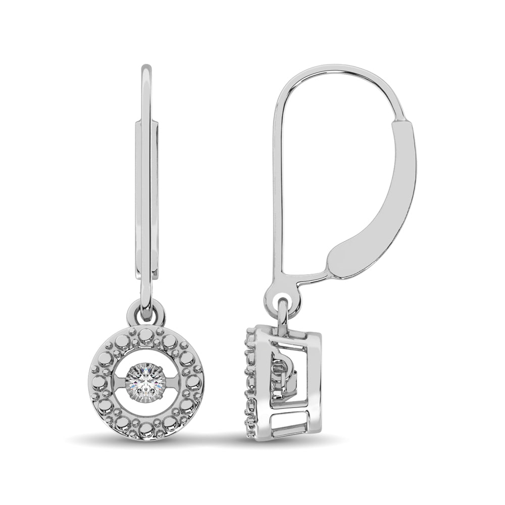 Sterling Silver 1/20 Ct.Tw. Moving Diamond Danglers Earrings - thediamondsq