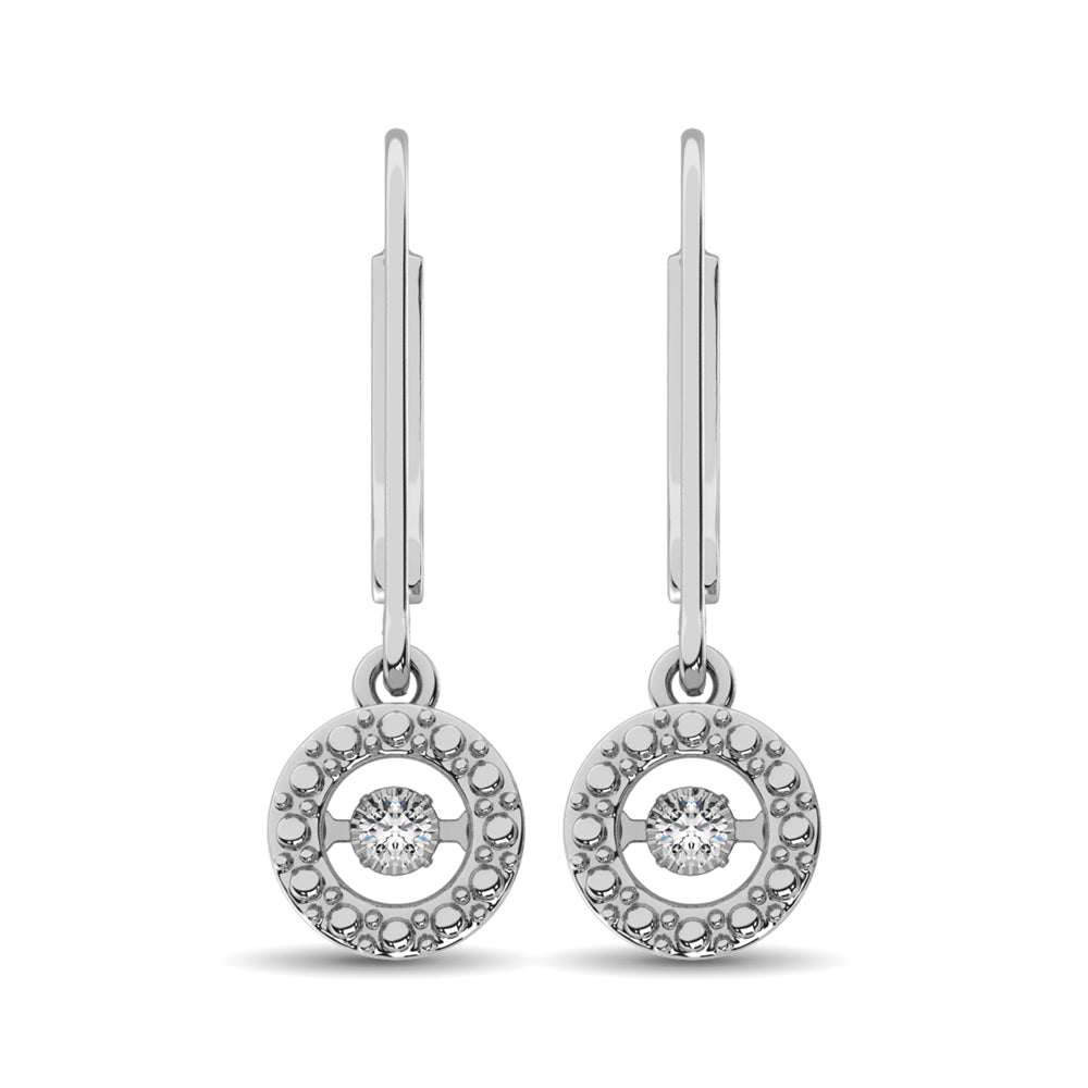 Sterling Silver 1/20 Ct.Tw. Moving Diamond Danglers Earrings - thediamondsq