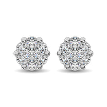 Sterling Silver 1/10 Ct.Tw. Diamond Flower Studs Earrings