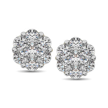 14K White Gold 1/3 Ct.Tw. Diamond Flower Studs Earrings