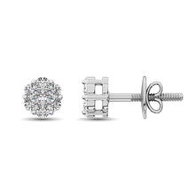 14K White Gold 1/3 Ct.Tw. Diamond Flower Studs Earrings