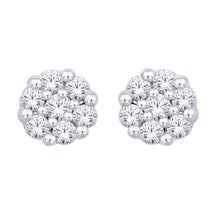 14K White Gold 1/3 Ct.Tw. Diamond Flower Studs Earrings