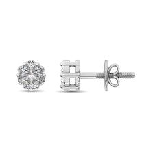 14K White Gold 7/8 Ct.Tw. Diamond Flower Studs Earrings