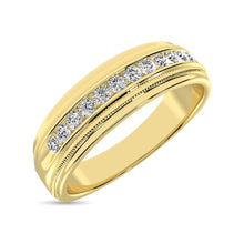 14K Yellow Gold 1/2 Ct.Tw. Diamond Mens Machine Band