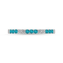 14K White Gold 1/4 ct tw Alternate 9 Auqmarine and 4 Diamond Machine Band