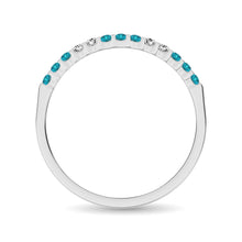 14K White Gold 1/4 ct tw Alternate 9 Auqmarine and 4 Diamond Machine Band