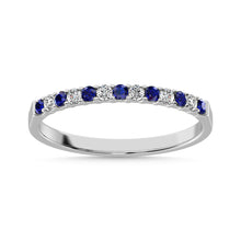 14K White Gold 1/4 Ctw Alternate Blue Sapphire & Diamond Machine Band