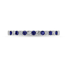 14K White Gold 1/4 Ctw Alternate Blue Sapphire & Diamond Machine Band