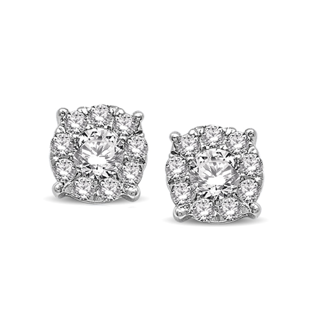 14K White Gold 1 Ct.Tw. Diamond Fashion Earrings - thediamondsq