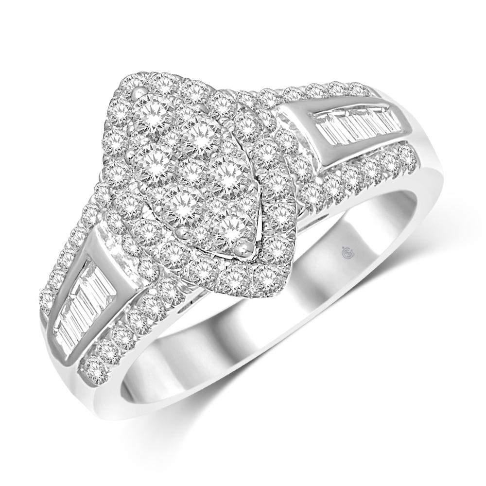 10K White Gold 1 Ct.Tw. Diamond Engagement Ring