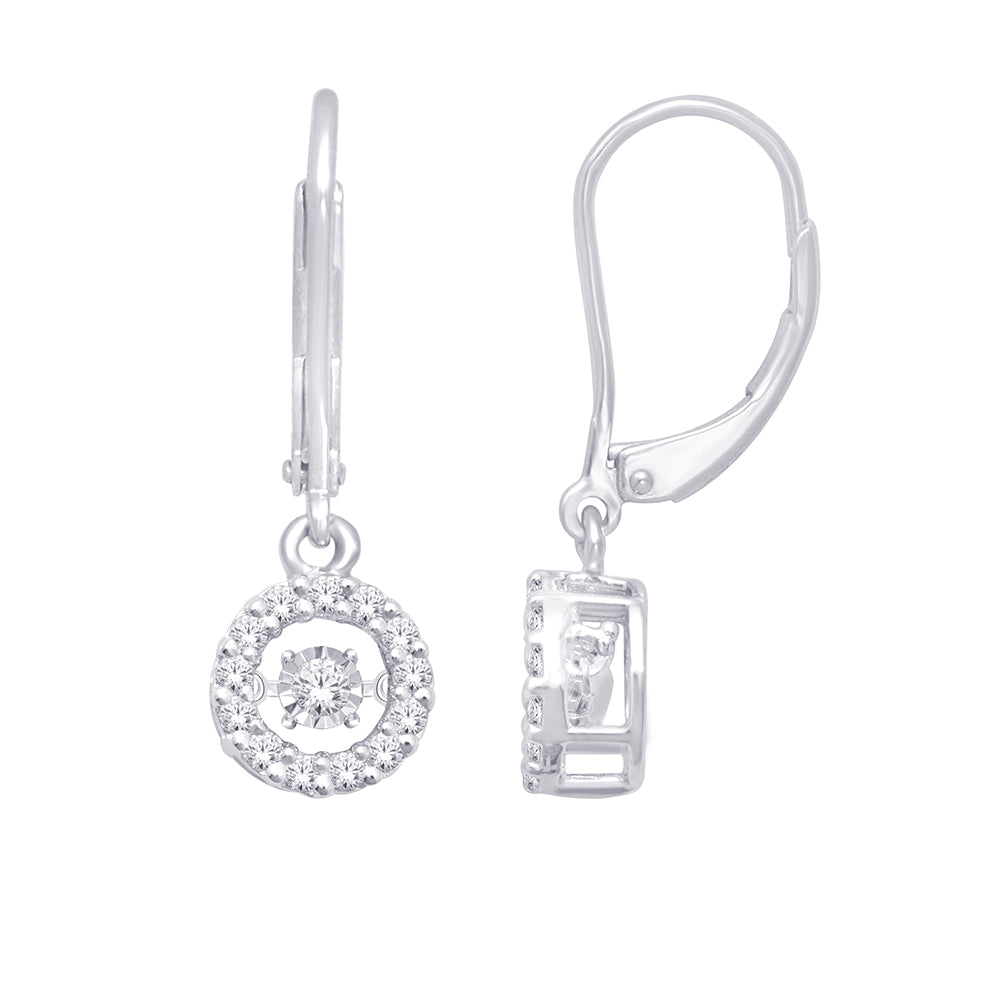 10K White Gold 1/3 Ct.Tw. Moving Diamond Danglers Earrings - thediamondsq