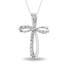 10K White Gold 1/5 Ct.Tw. Diamond Cross Pendant - thediamondsq