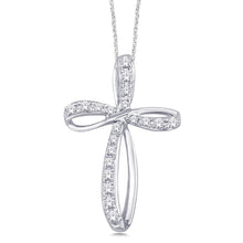 10K White Gold 1/5 Ct.Tw. Diamond Cross Pendant - thediamondsq