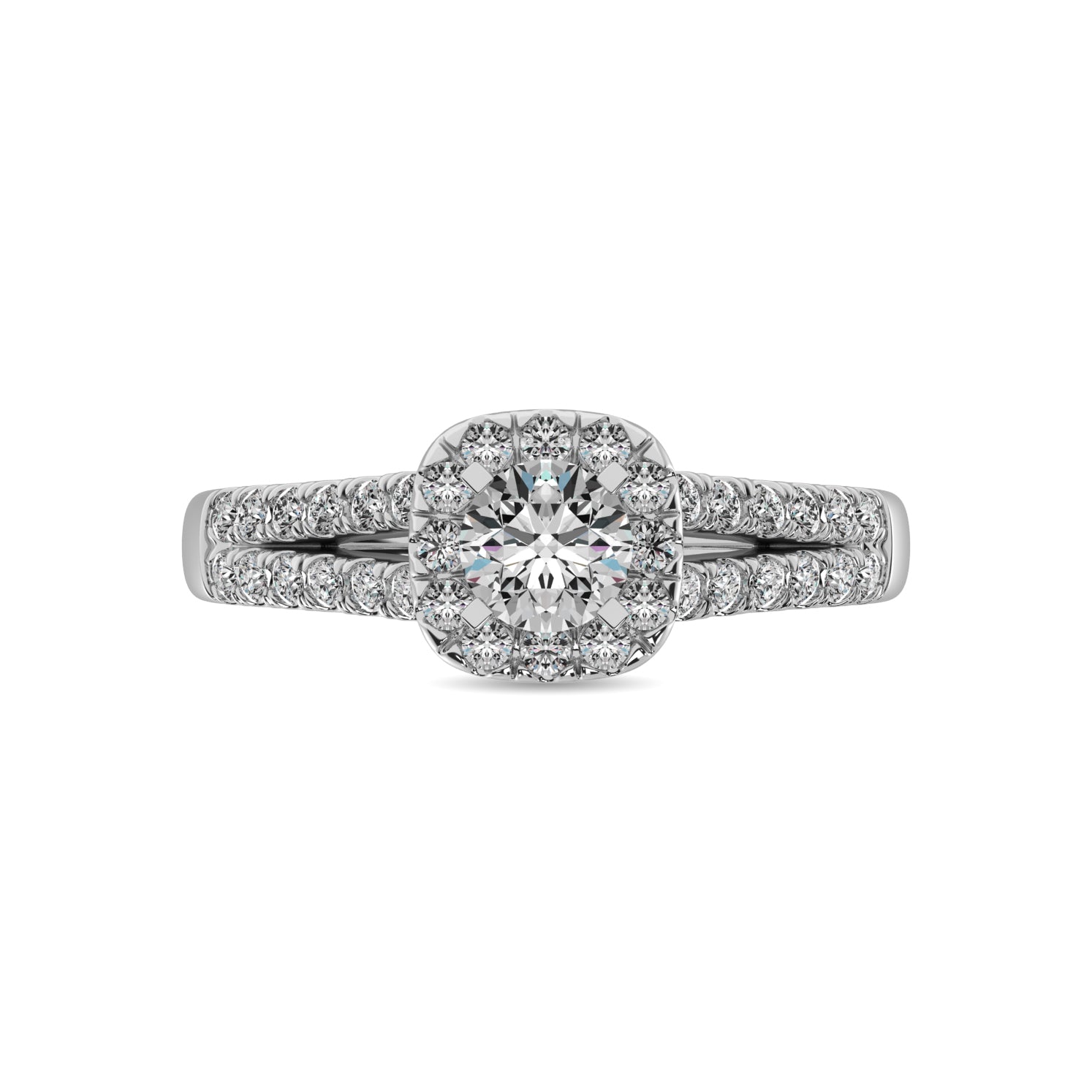 14K White Gold 1 Ct.Tw.Diamond Halo Engagement Ring