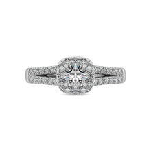 14K White Gold 1 Ct.Tw.Diamond Halo Engagement Ring