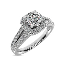 14K White Gold 1 Ct.Tw.Diamond Halo Engagement Ring