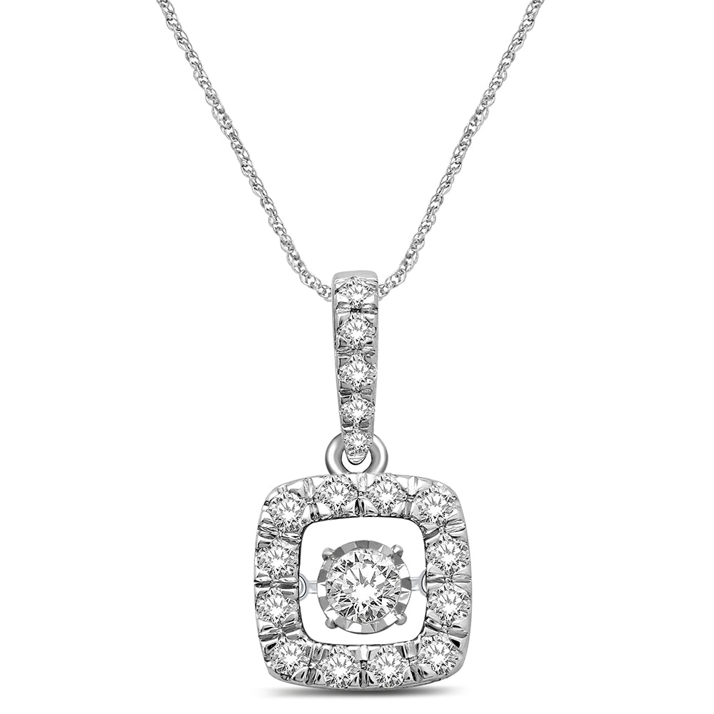 14K White Gold 5/8 Ct.Tw. Moving Diamond Pendant