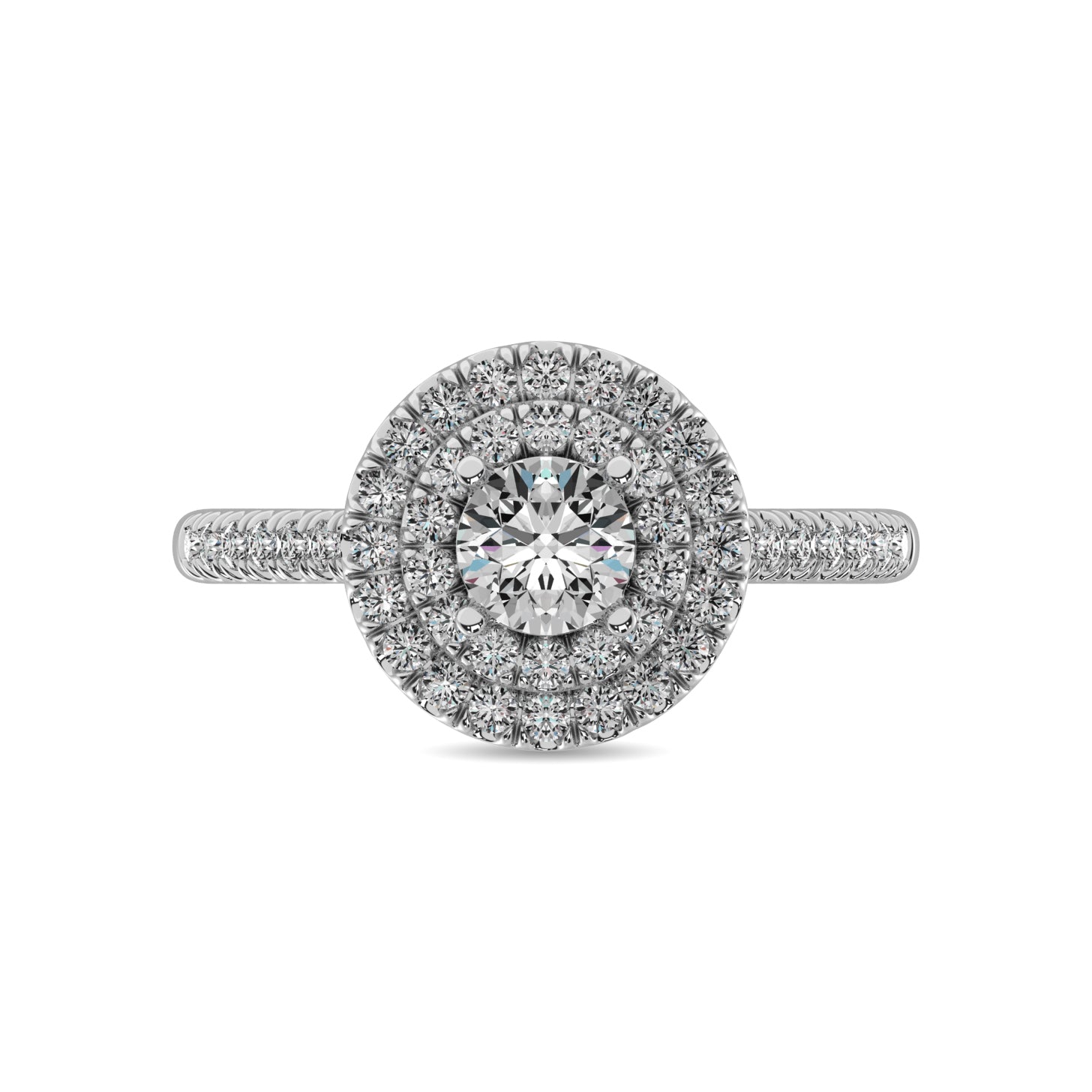 14K White Gold 1 Ct.Tw.Diamond Halo Engagement Ring