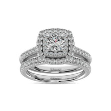 14K White Gold 1 Ct.Tw.Diamond Halo Engagement Ring
